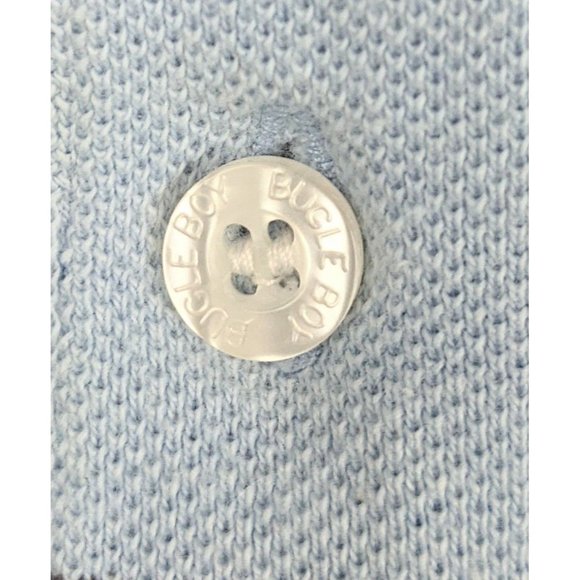 Vtg 1990s Bugle Boy Mens Blue Orange Brown White Striped Polo Henley Shirt Large - Picture 5 of 7